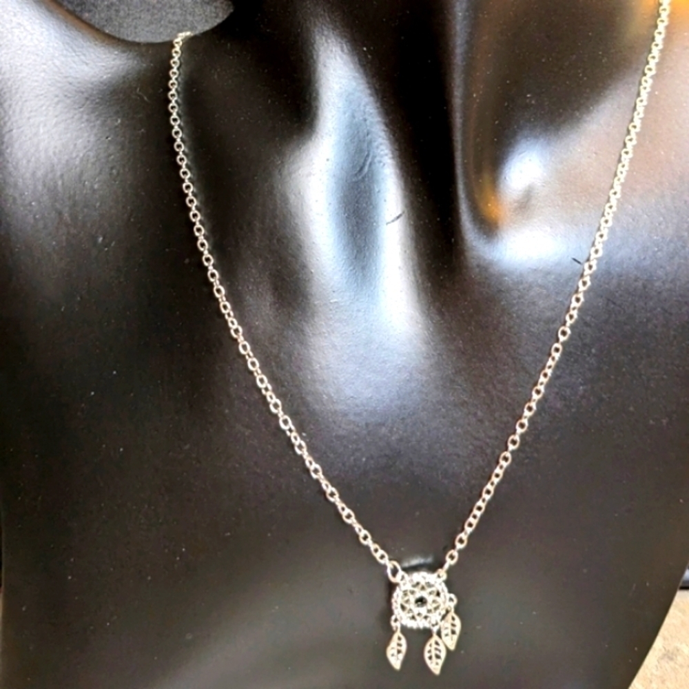 Swarovski Crystal Elements Silver Overlay Dream Catcher Necklace‎